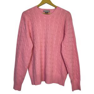 Daniel Cremieux Womens Pink Cable Knit Cashmere Sweater Size L Preppy Old Money